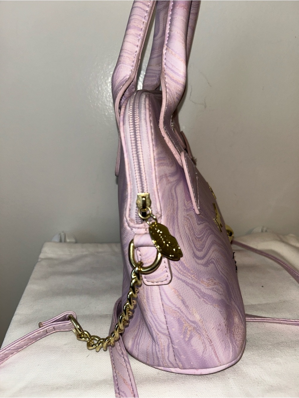 NWOT Betsey Johnson Luv Purple Gold Cat Purse Handbag Bag Designer Ani-mal - Picture 4 of 10